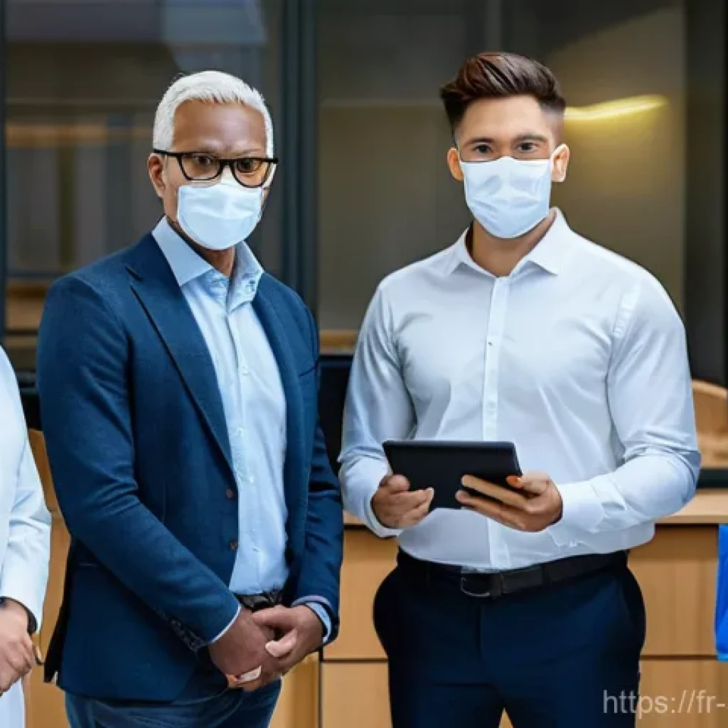 안전보건 경영시스템 도입 사례 - **Prompt 1: Collaborative Workplace Safety Training**
    "A diverse group of five professionals, me...