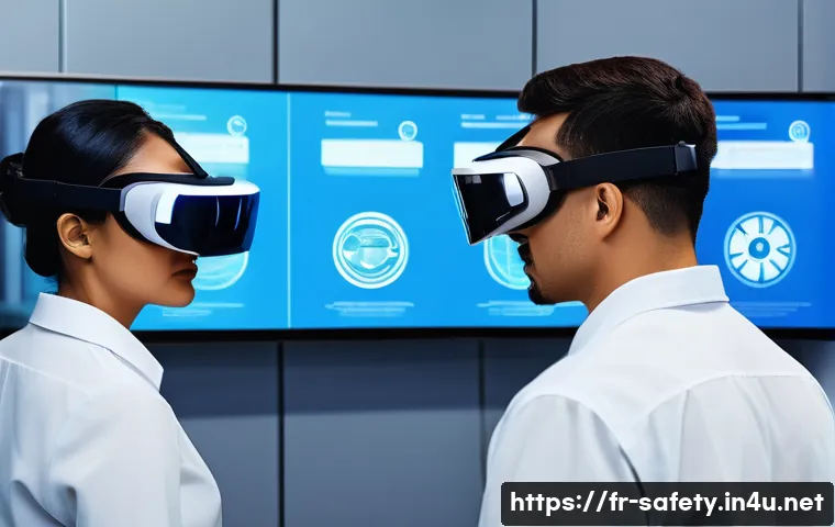 안전관리 관련 실무교육 추천 - **Prompt: Futuristic Safety Training Hub**
    A diverse group of young to middle-aged professionals...